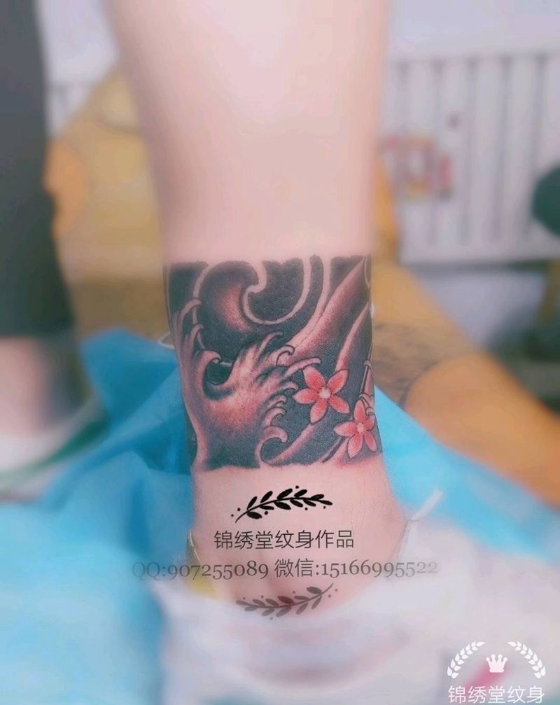 腿环纹身图片_腿部新传统纹身图案