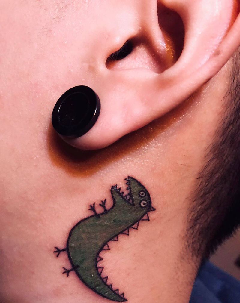 恶龙咆哮纹身图片_颈部New School纹身图案