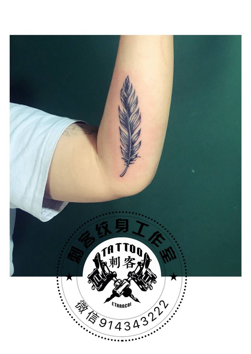 羽毛纹身图片_手臂纹身图案