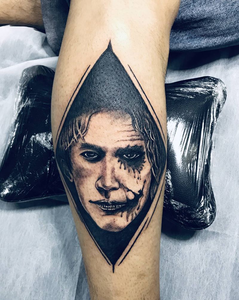 双面小丑纹身图片_欧美写实纹身图案