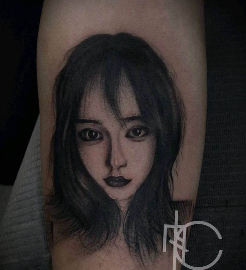 肖像纹身图片_手臂Old SchoolNew School纹身图案