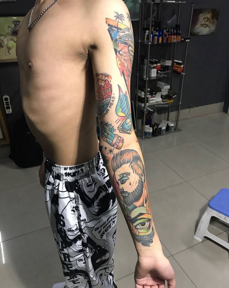 欧美拼接纹身图片