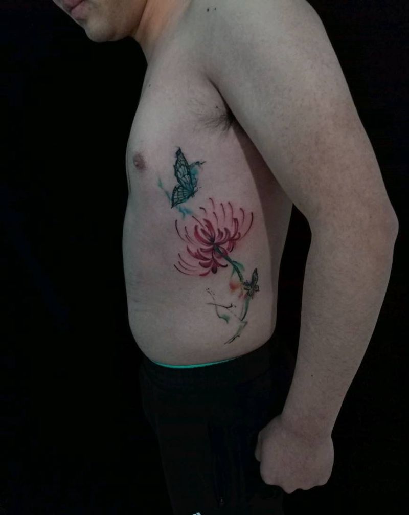 彼岸花纹身图片_腰部纹身图案