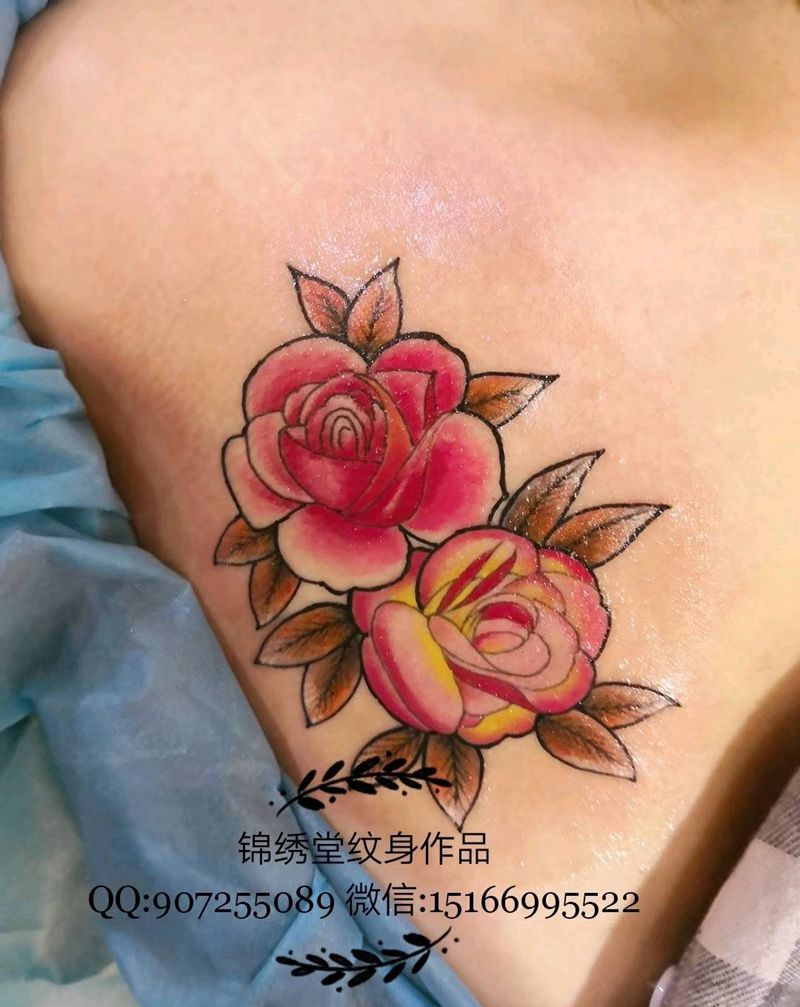 大红花纹身图片