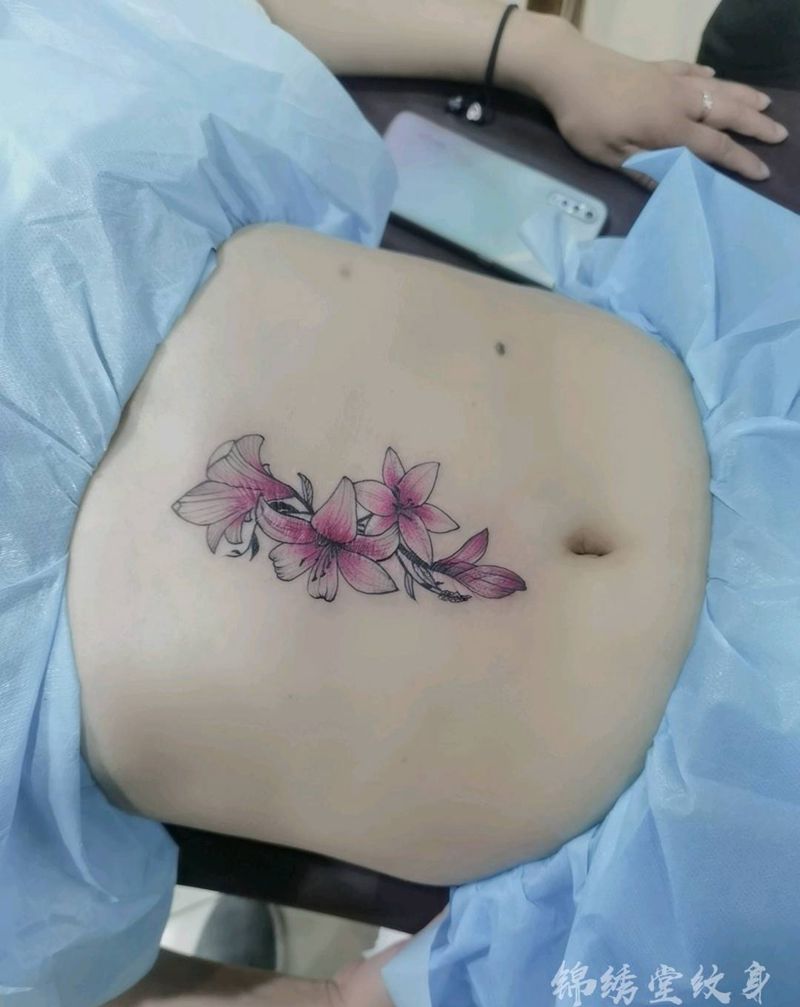 遮盖疤痕纹身图片_腹部新传统纹身图案