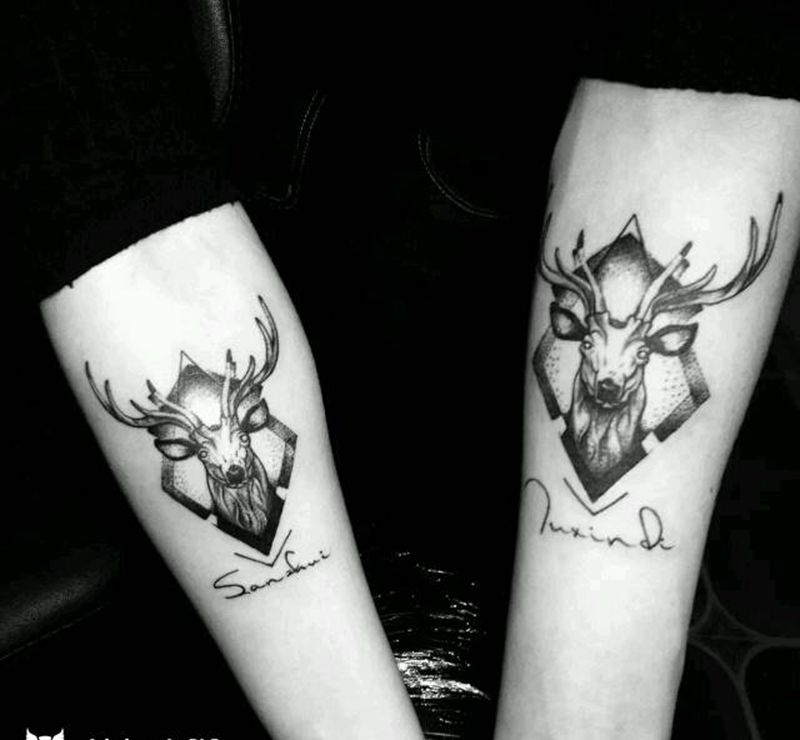 情侣鹿纹身图片
