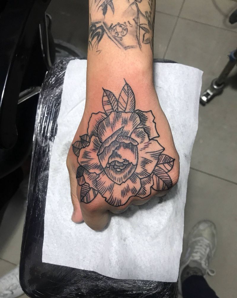 真正的花手纹身图片
