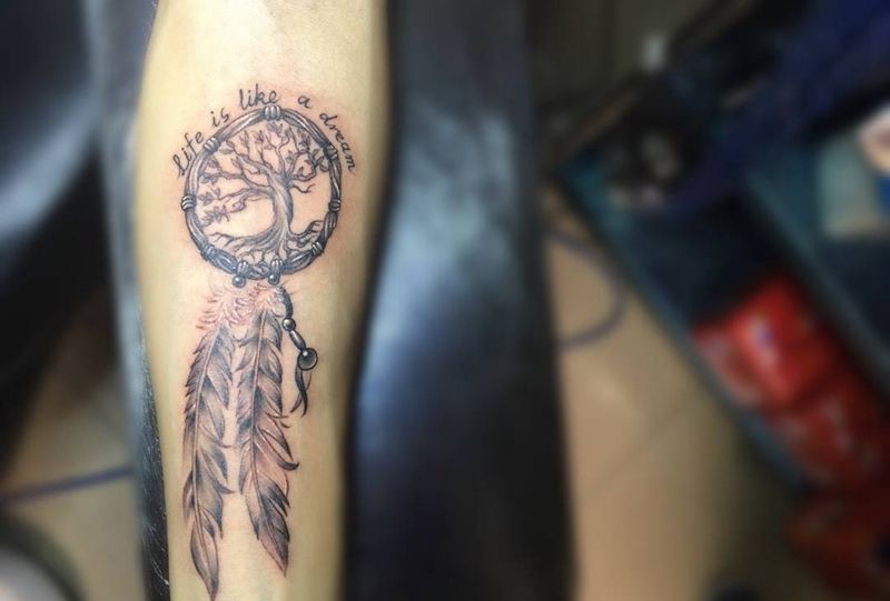 捕梦网纹身图片