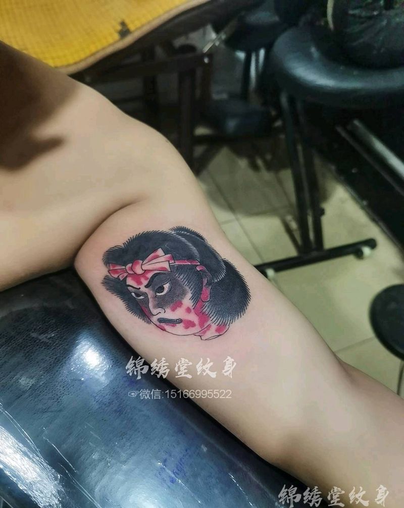 生首纹身图片_手臂老传统纹身图案