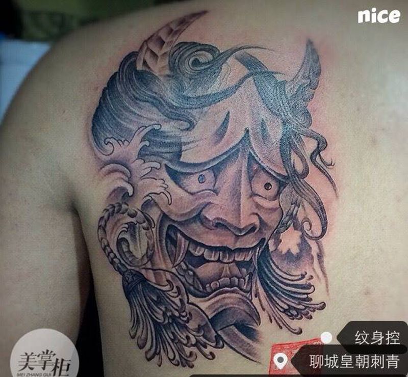般若纹身图片_传统习俗人物鬼神背部纹身图案
