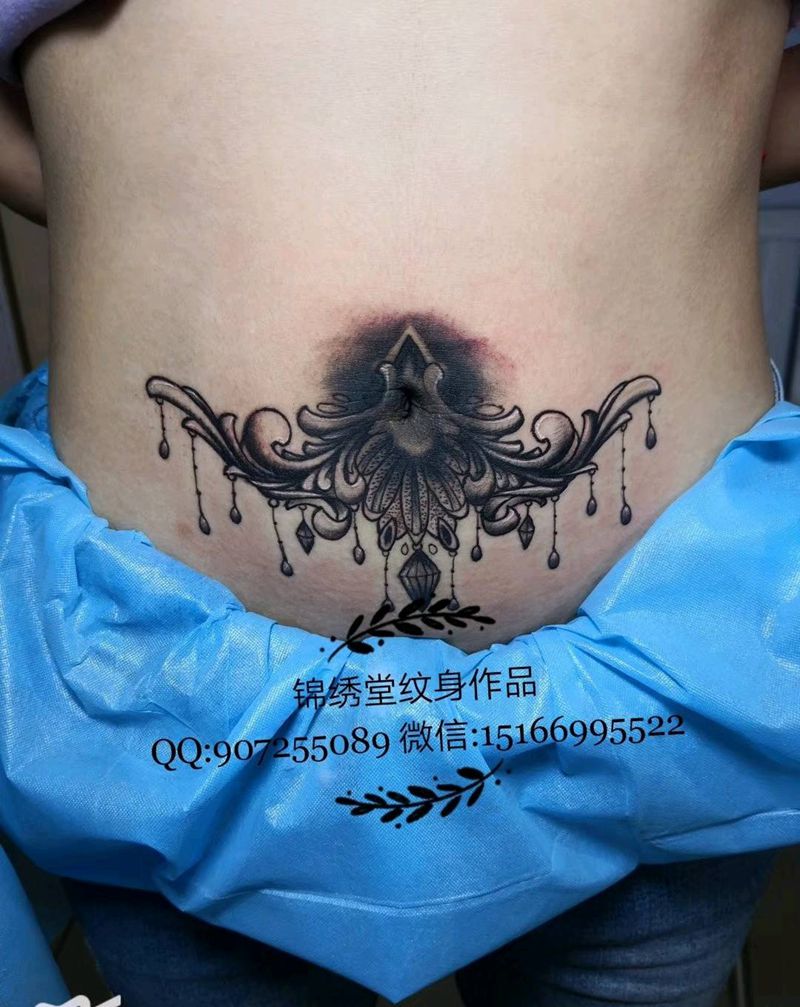 遮盖黑斑纹身图片_腹部新传统纹身图案