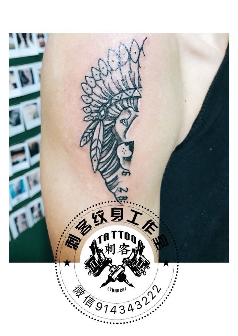 狮子头纹身图片