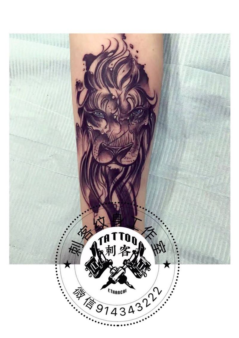 狮子头纹身图片