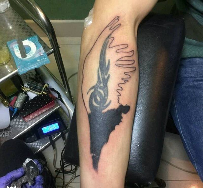 图腾遮盖纹身图片