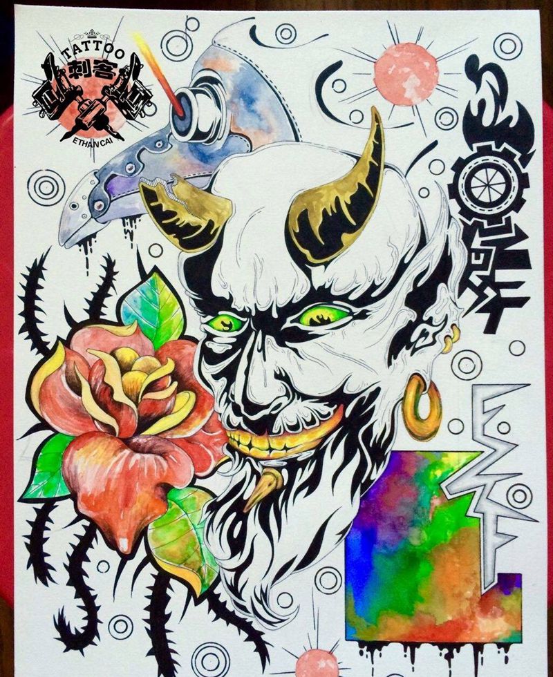 来一副New School纹身图片