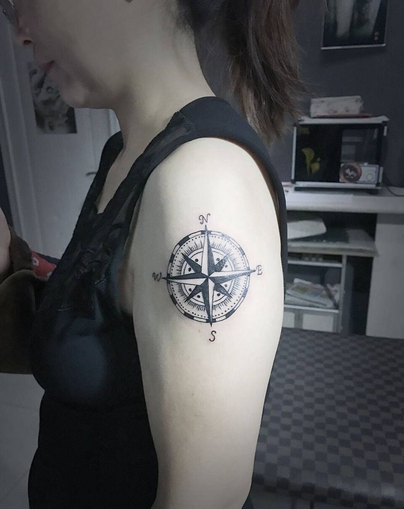 指北针纹身图片
