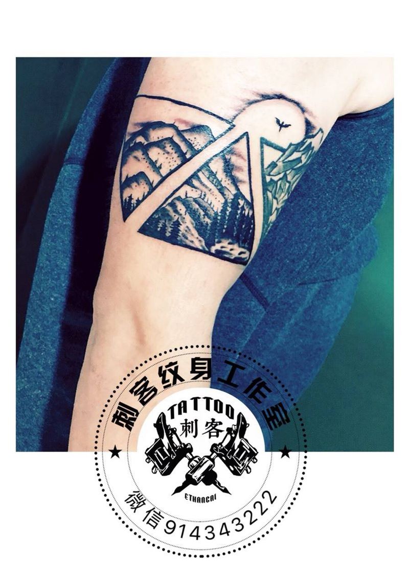 山水纹身图片