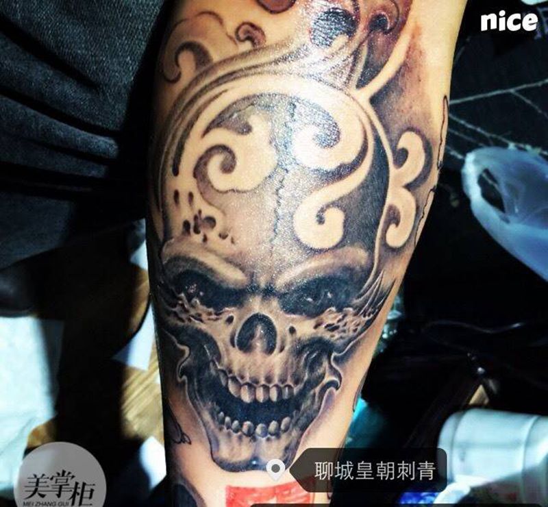 骷髅纹身图片_欧美鬼神手臂纹身图案