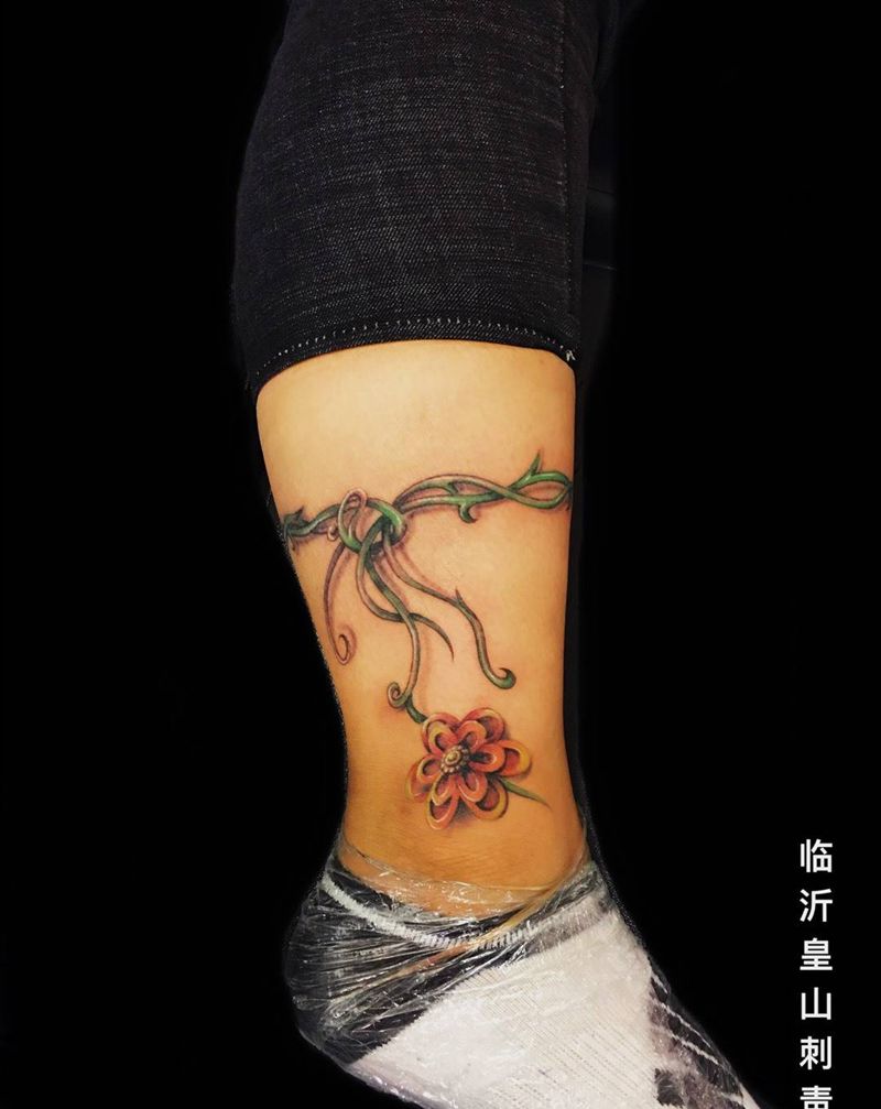 脚链纹身图片
