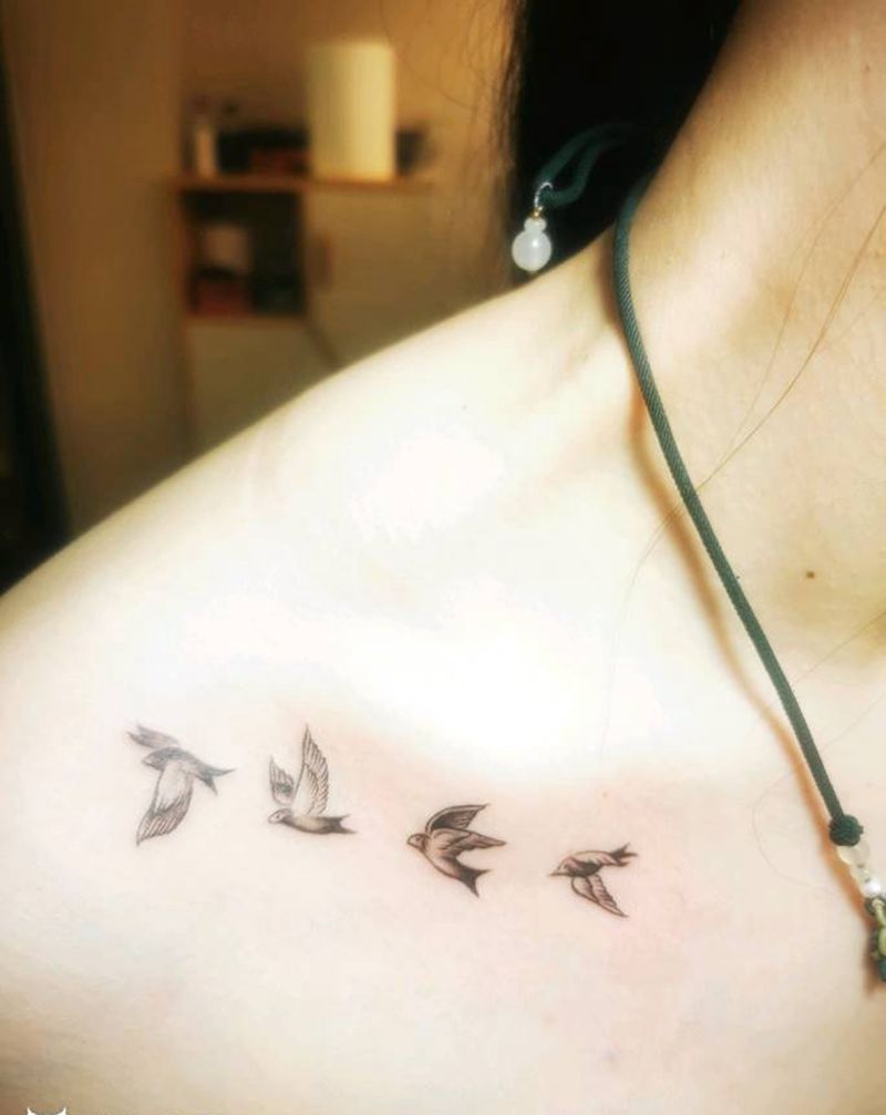 小清新纹身图片_肩部纹身图案