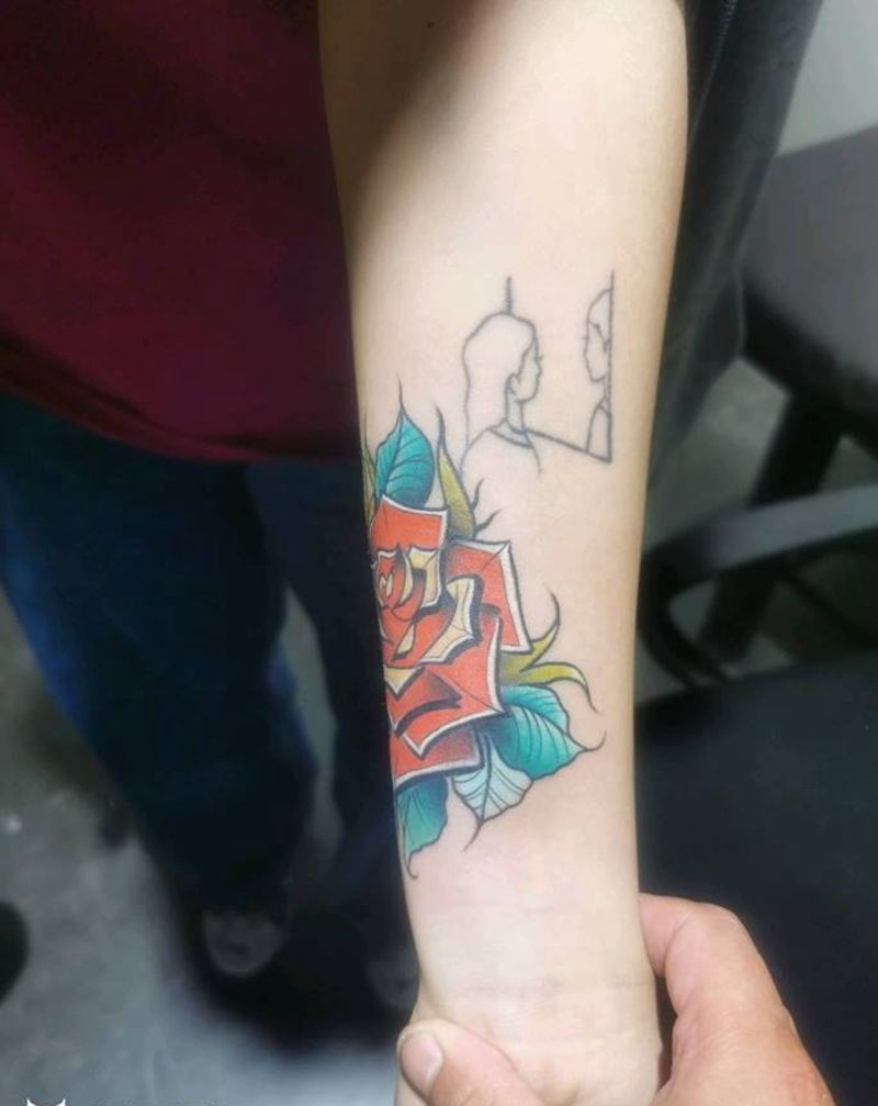 欧美纹身图片_手臂水彩纹身图案