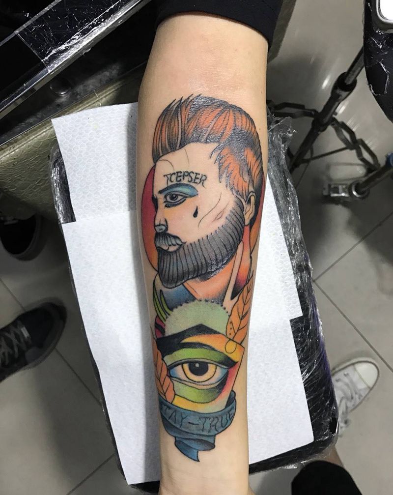 大胡子叔叔纹身图片