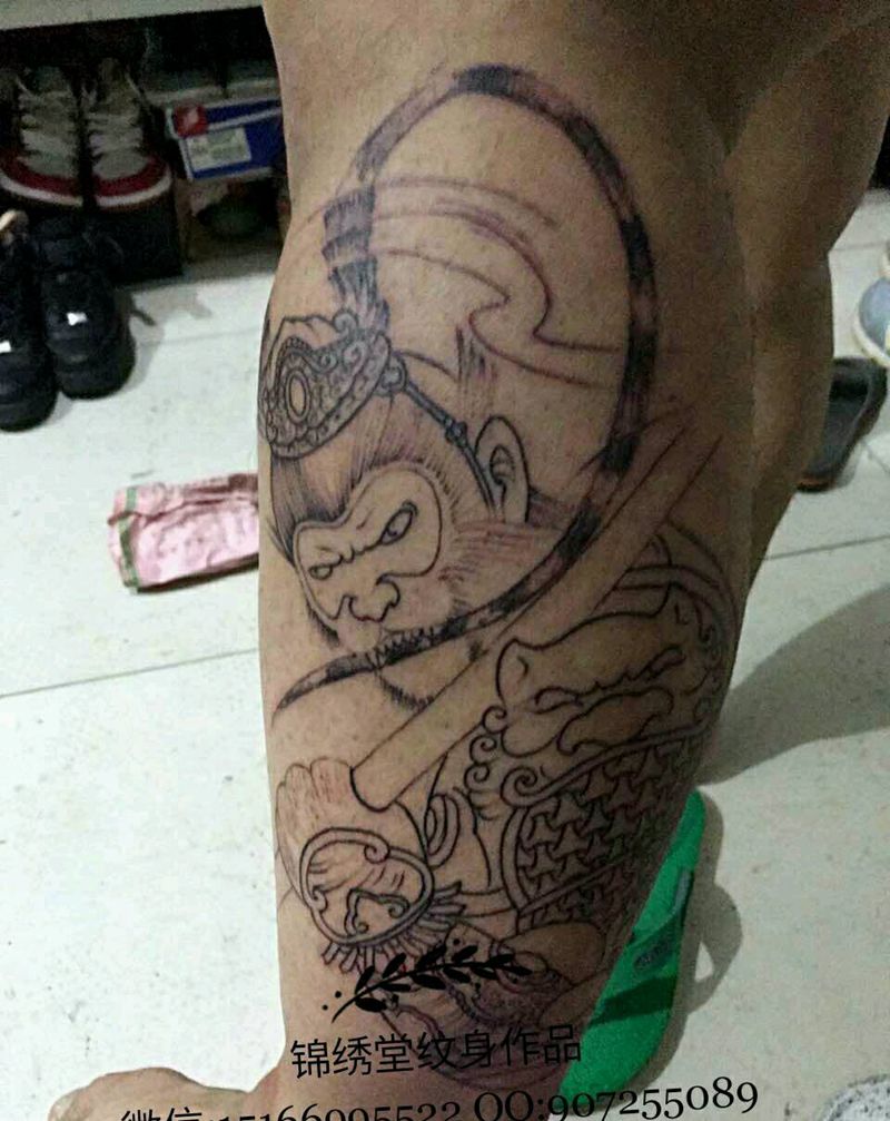 猴子 未完成纹身图片