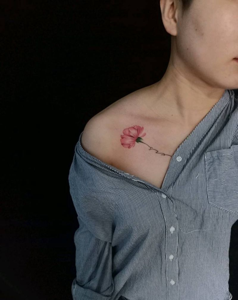 花纹身图片_颈部纹身图案