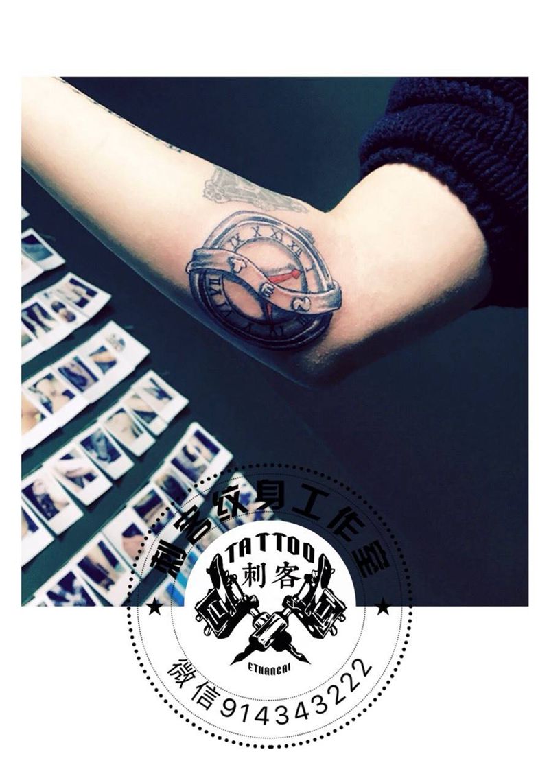 时钟纹身图片