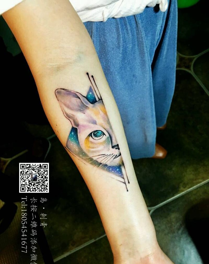 情侣纹身图片_手臂欧美清新写实动物人物情侣成品手稿纹身图案