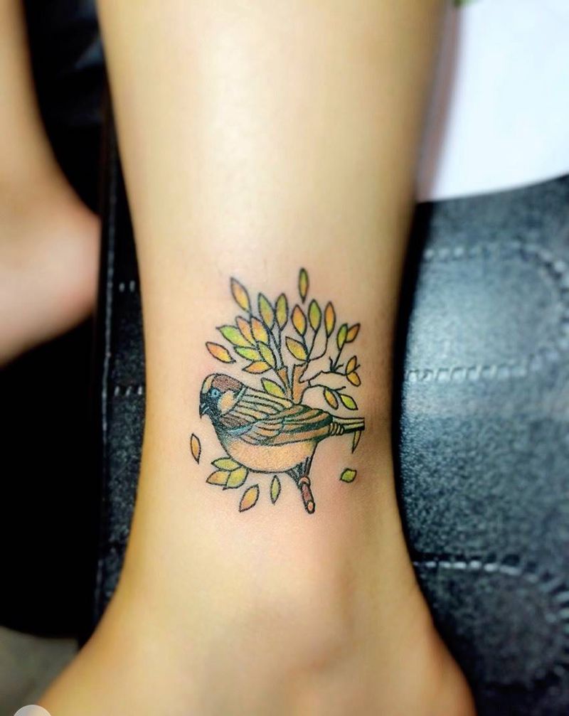 小清新纹身图片_动物清新腿部纹身图案