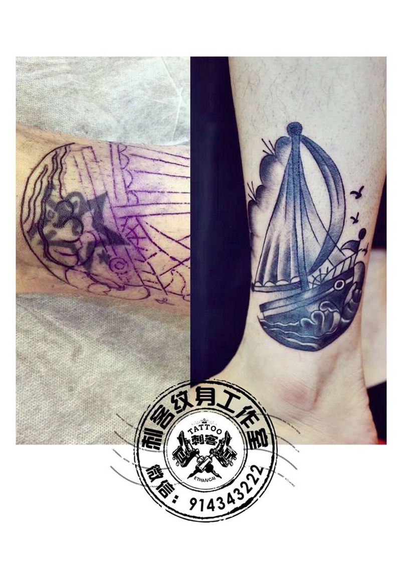 帆船纹身图片