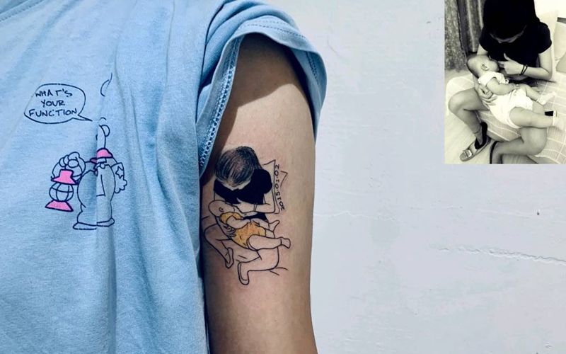 mom&son纹身图片_手臂纹身图案