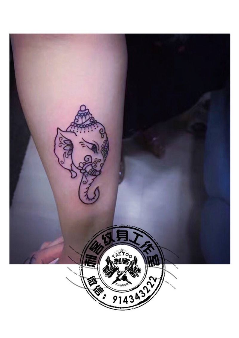小清新象神纹身图片