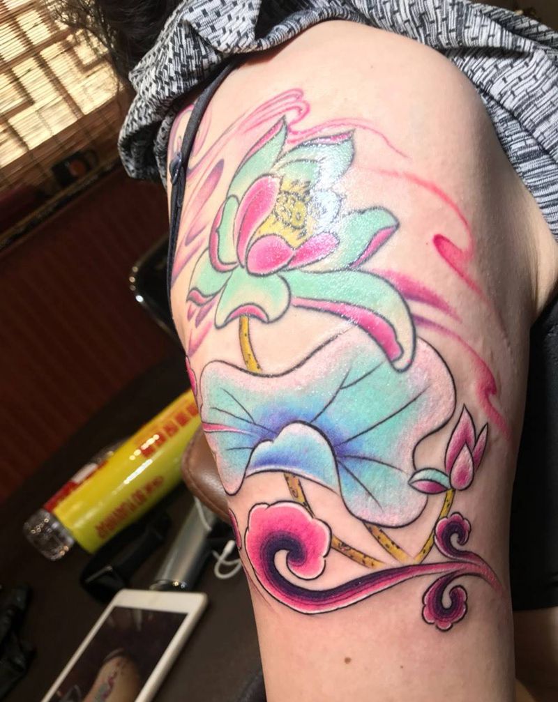 原创设计修饰旧图纹身图片_成品肩部手臂颈部背部传统清新植物宗教原创纹身图案