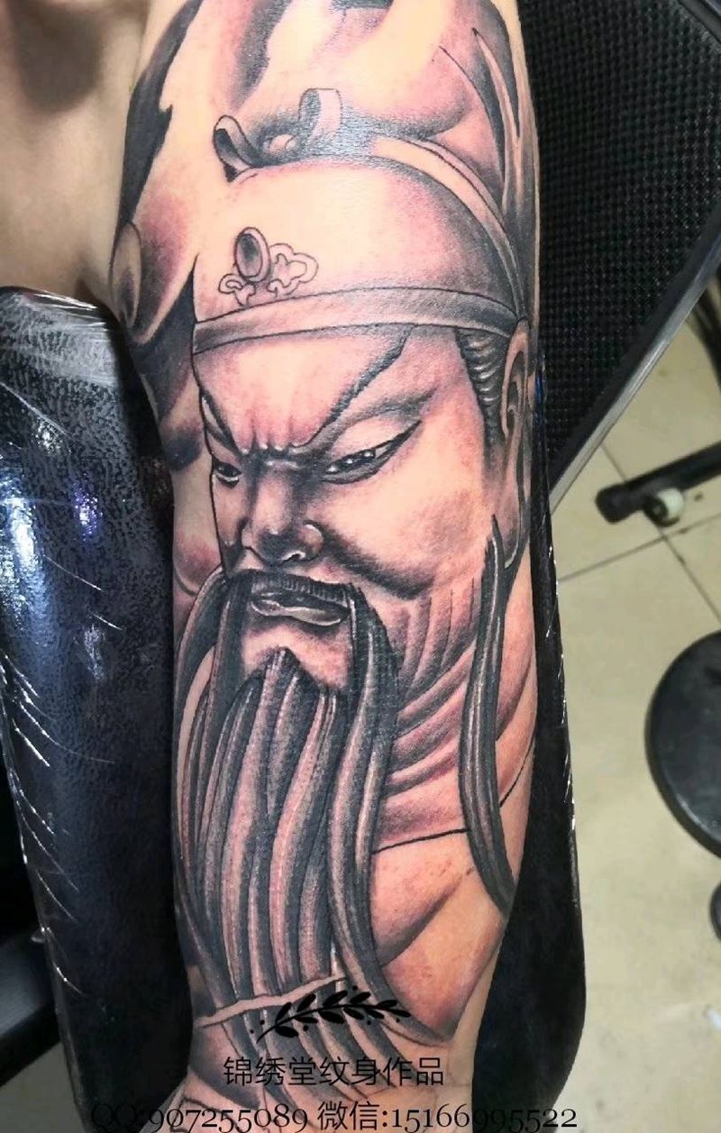 关公耍大刀纹身图片