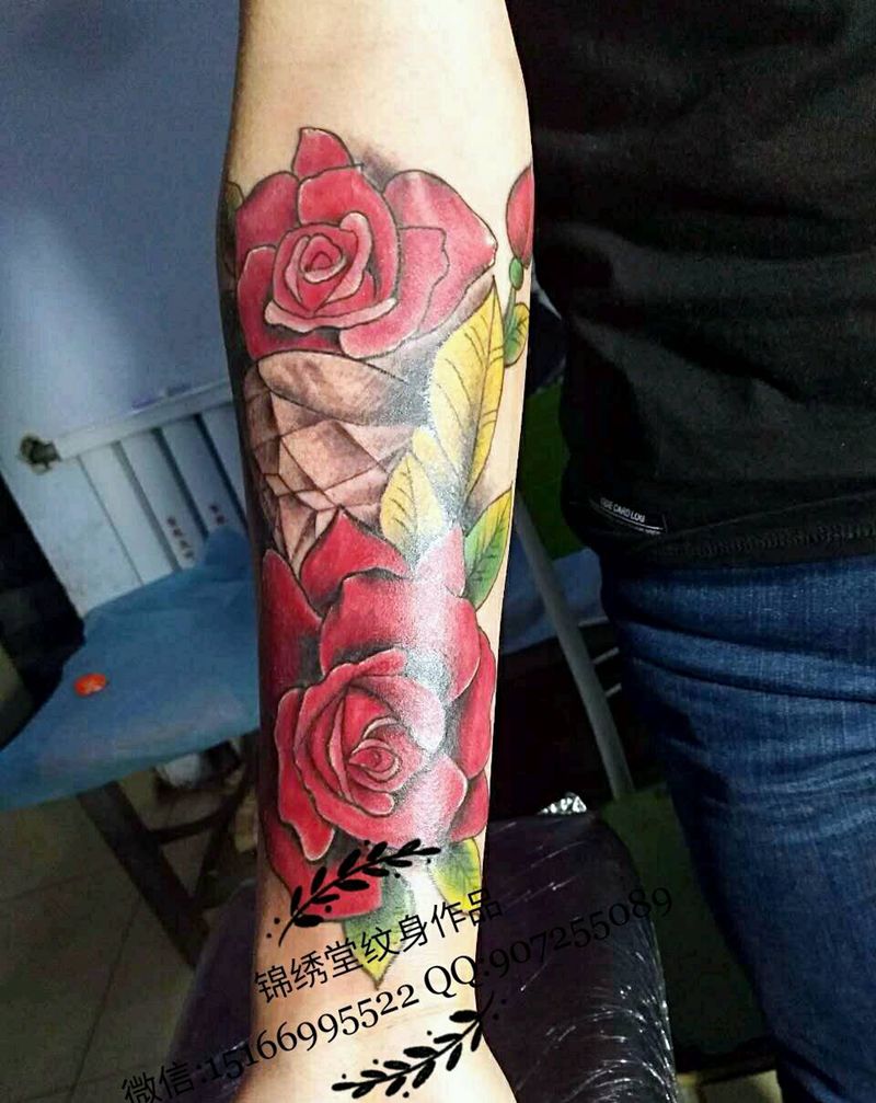 钻石玫瑰纹身图片