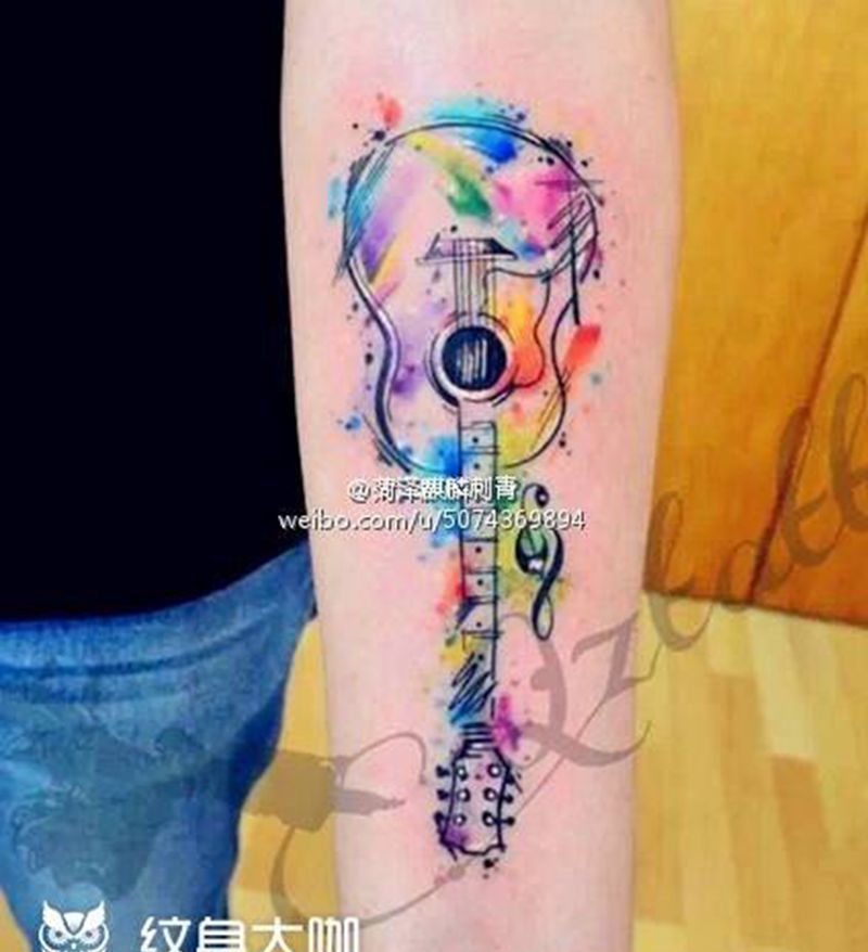 简约水彩纹身图案分享纹身图片_腿部肩部手臂腰部清新成品静物动物纹身图案