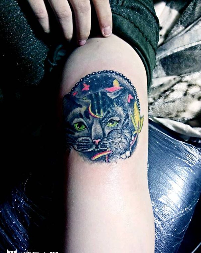 小猫纹身图片_手臂清新动物成品纹身图案