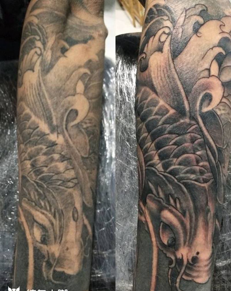 小臂 锦鲤修改纹身图片