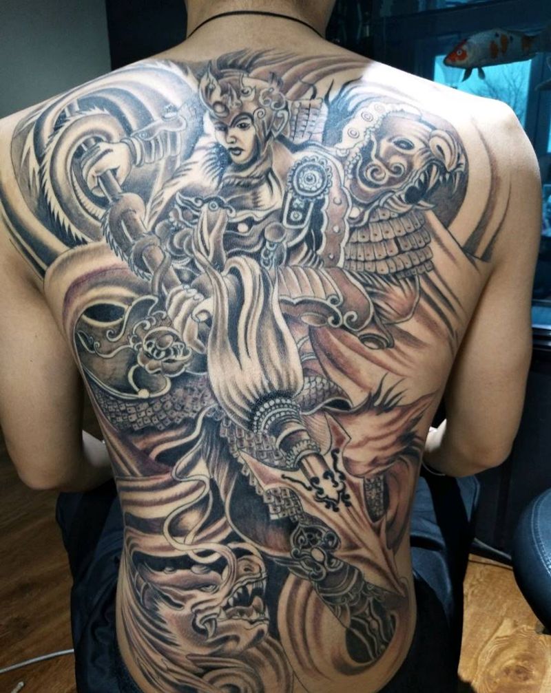 满背赵子龙纹身图片