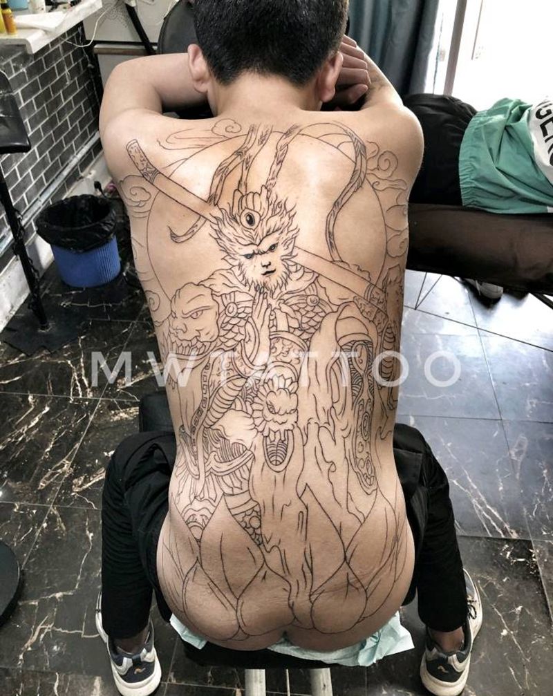 孙悟空纹身图片_背部纹身图案