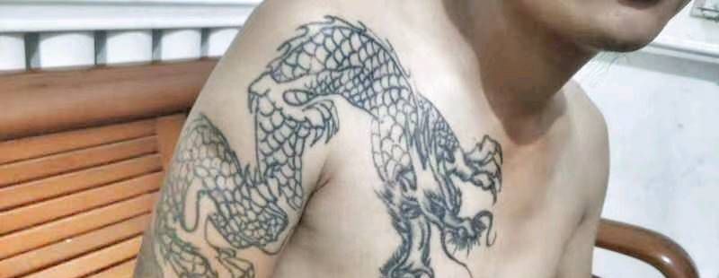 遮盖龙纹身图片_胸部纹身图案