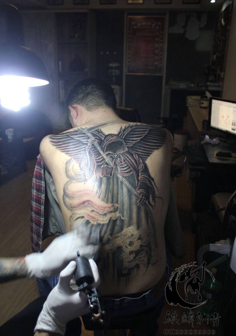 死神遮盖纹身图片