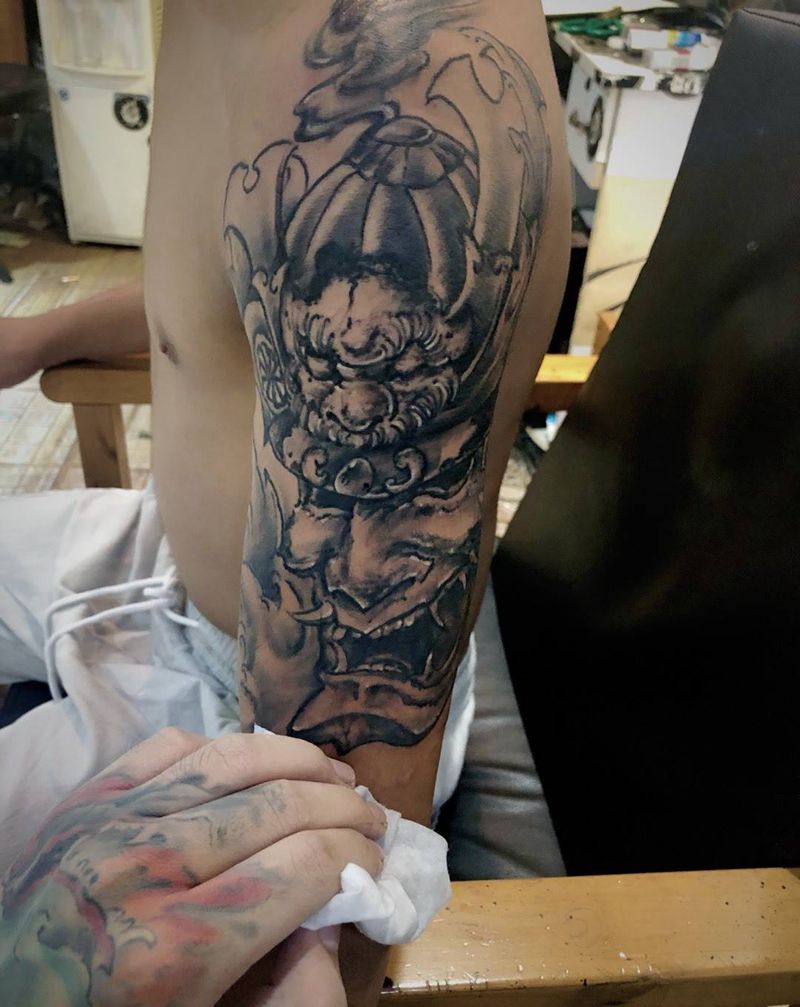 鬼武士纹身图片