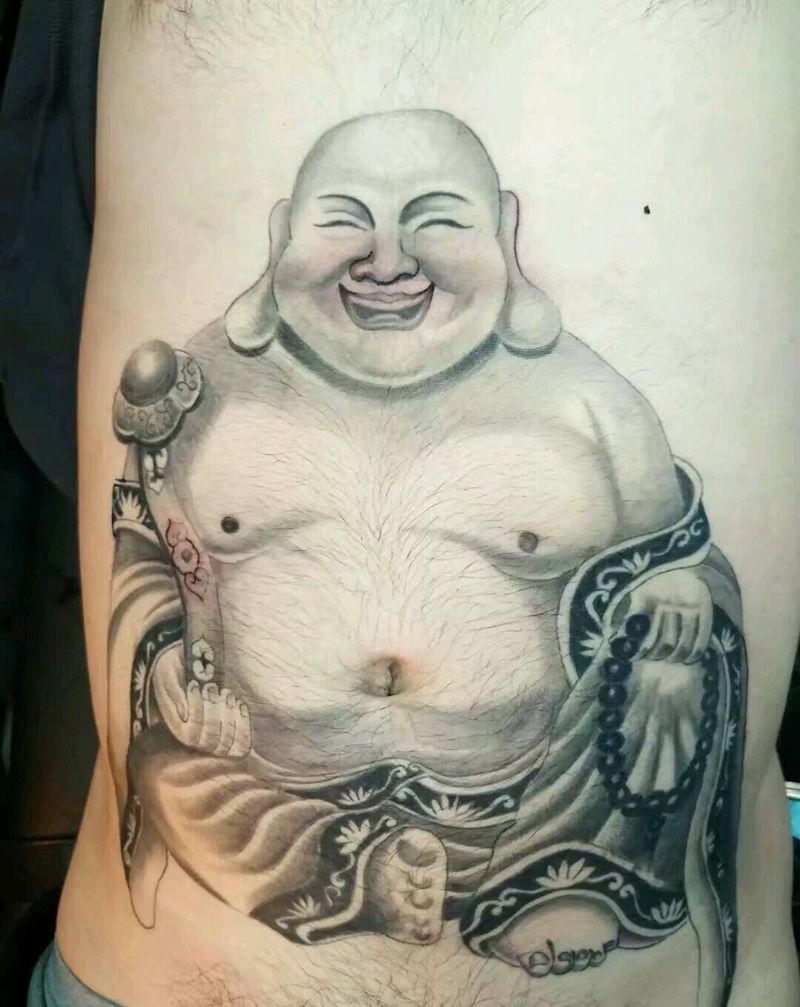 肚子 弥勒佛纹身图片