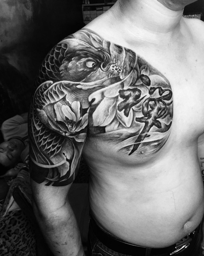 禅纹身图片_成品肩部胸部传统习俗原创纹身图案