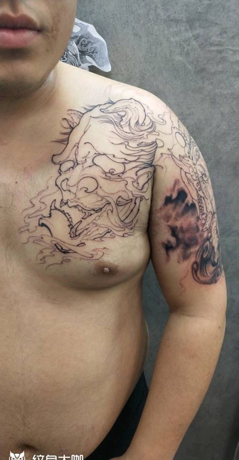 半甲未完成纹身图片