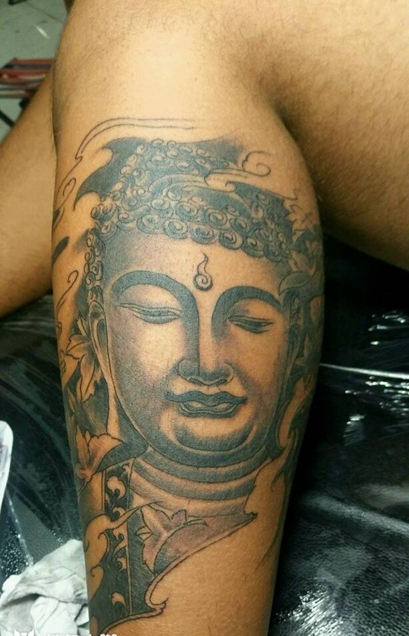 小腿 佛纹身图片