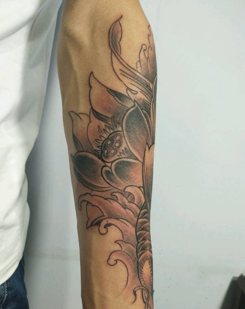 小臂锦鲤纹身图片